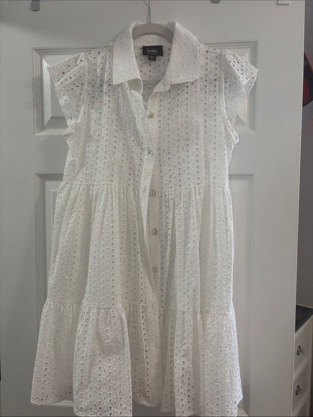 Eyelet Shirt Dress - White